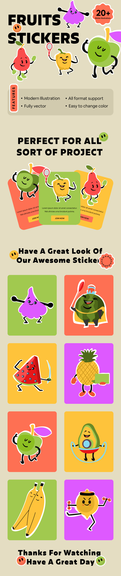 UIHut - Fruit Sticker Illustration Pack Free Download - 24618