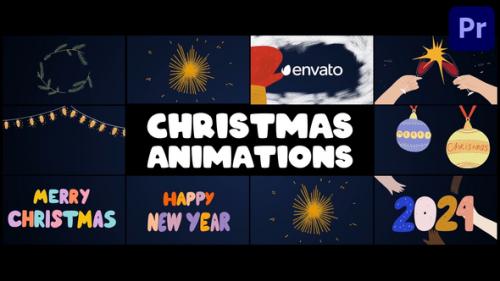 Christmas Decorations And Greetings Animations | Premiere Pro MOGRT - 49596218