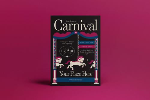 Black Flat Design Carnival Flyer Set Black Flat Design Carnival Flyer Set