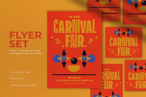 Orange Geometric Shape Carnival Flyer Set Orange Geometric Shape Carnival Flyer Set