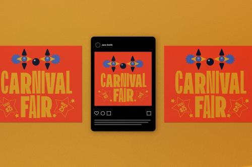 Orange Geometric Shape Carnival Flyer Set Orange Geometric Shape Carnival Flyer Set