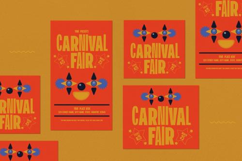Orange Geometric Shape Carnival Flyer Set Orange Geometric Shape Carnival Flyer Set