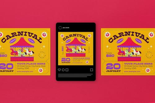 Yellow Modern Carnival Flyer Set Yellow Modern Carnival Flyer Set