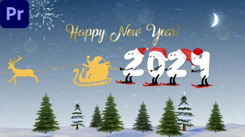 New Year Cartoon Skier | MOGRT - 49552208