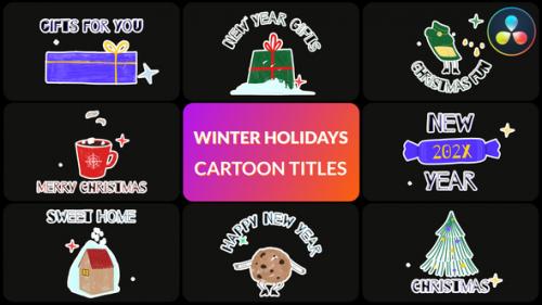 Winter Holidays Cartoon Titles | DaVinci Resolve - 49553610