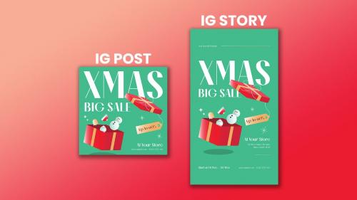 Gradient Christmas Big Sale Flyer Set | 002 Gradient Christmas Big Sale Flyer Set | 002