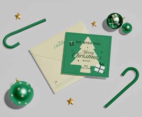Envelope with Christmas Decorations Mockup Envelope with Christmas Decorations Mockup
