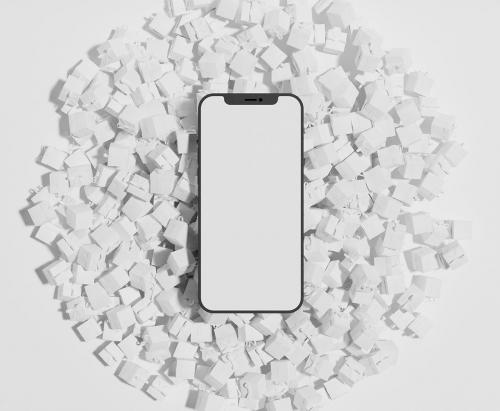 Smartphone on Gift Boxes Mockup Smartphone on Gift Boxes Mockup