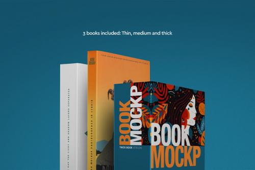 Book Mockup - Thin, Medium, Thick, Cover, Spine Book Mockup - Thin, Medium, Thick, Cover, Spine