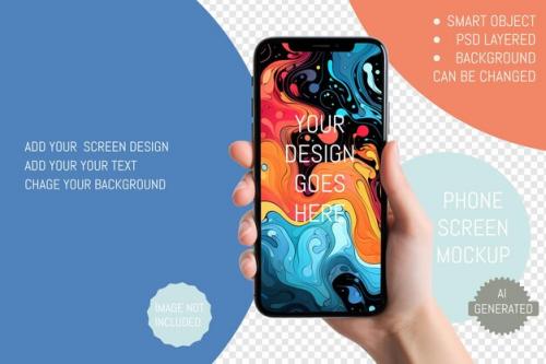 White Female Hand Holding Black Smartphone With Transparent Screen Mockup Isolated On Transparent Background Smartphone Frameless Application Design Concept Generative Ai