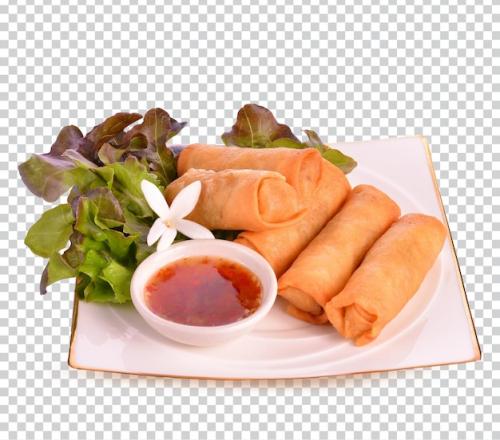 Fried Chinese Traditional Spring Rolls Food On White Background On Transparent