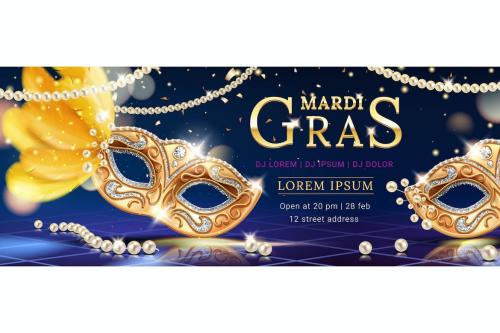 Mask with feather for mardi gras carnival banner Mask with feather for mardi gras carnival banner