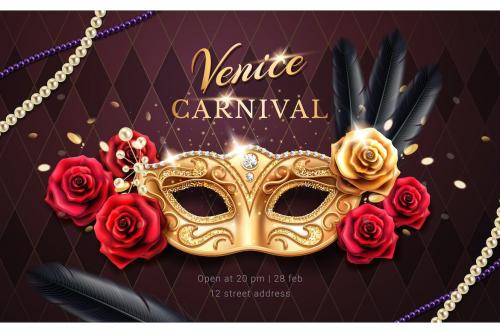 Mardi gras carnival banner, flyer with mask Mardi gras carnival banner, flyer with mask