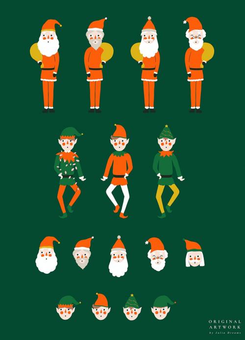 Santa Elf Christmas Vector Illustrations Xmas Santa Elf Christmas Vector Illustrations Xmas