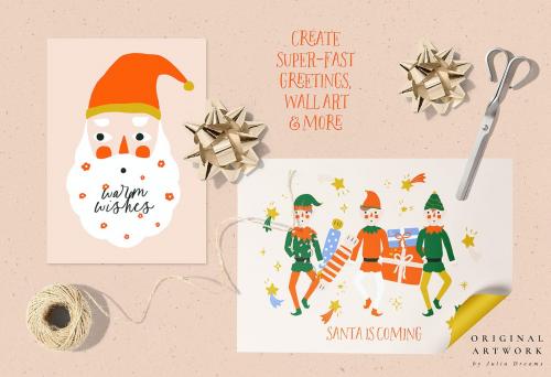 Santa Elf Christmas Vector Illustrations Xmas Santa Elf Christmas Vector Illustrations Xmas