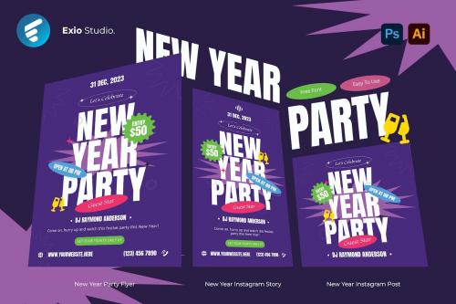 Dark Purple Colorful New Year Party Set Dark Purple Colorful New Year Party Set
