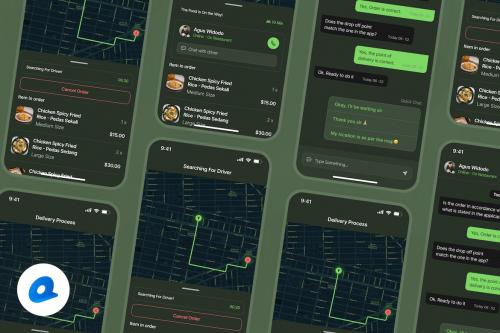 Trena - Delivering Food Dark Mode App UI Trena - Delivering Food Dark Mode App UI