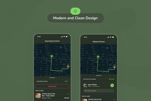 Trena - Delivering Food Dark Mode App UI Trena - Delivering Food Dark Mode App UI