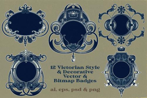Deeezy - 12 Decorative Vintage Frames Badges