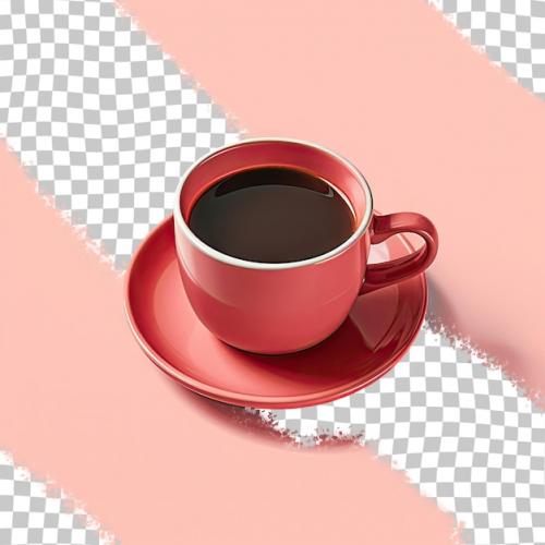 A Cup Of Coffee Sits On A Saucer With A Red Cup On It.