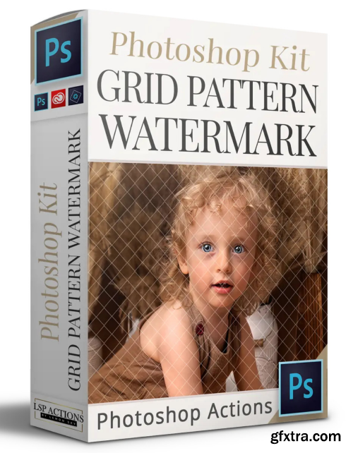 LSP Actions - Watermark Grid Kit Photoshop Action & Pattern File