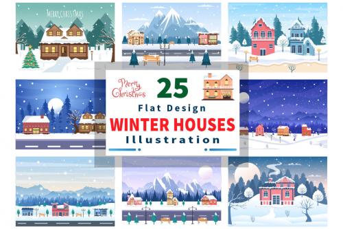 Deeezy - 25 Christmas Winter Houses Background Vector Deeezy - 25 Christmas Winter Houses Background Vector