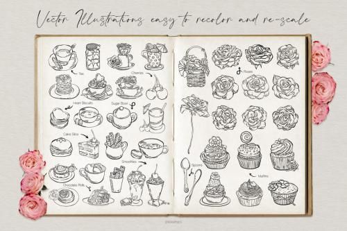 Deeezy - Muffins, Sweets and Roses Vector Illustrations