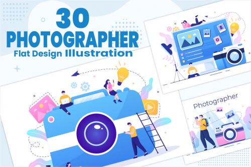 Deeezy - 30 Photography Studio with Camera Flat Design Deeezy - 30 Photography Studio with Camera Flat Design