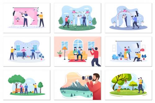 Deeezy - 30 Photography Studio with Camera Flat Design