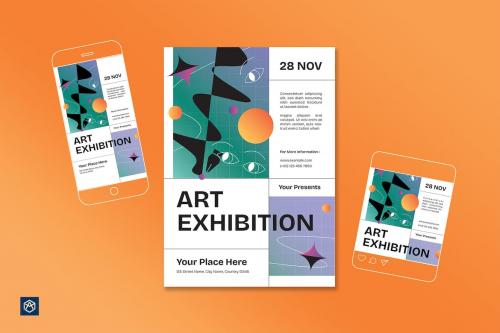 Gradient Art Exhibition Flyer Set 002