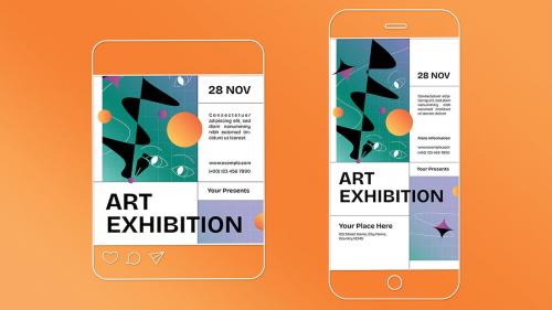 Gradient Art Exhibition Flyer Set 002