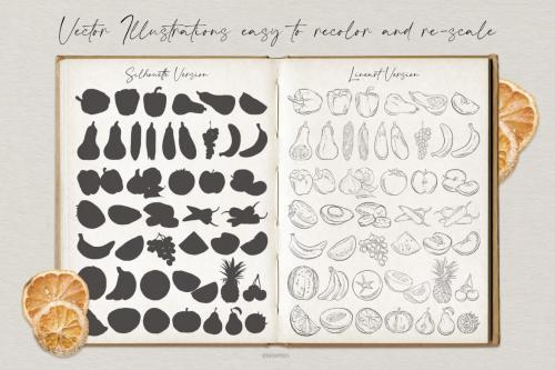 Deeezy - Hand Drawn Fruits and Veggies Vector Illustrations