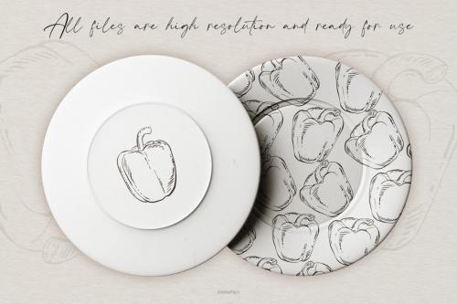 Deeezy - Hand Drawn Fruits and Veggies Vector Illustrations