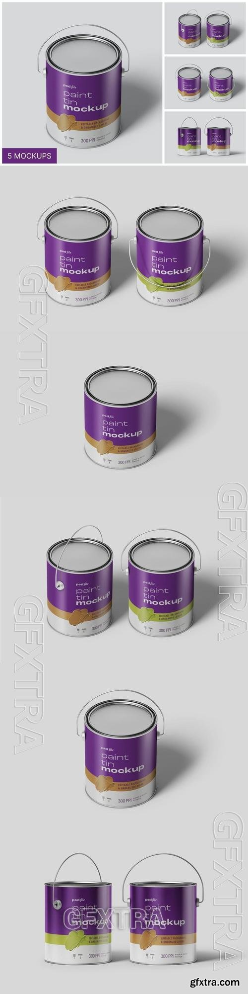 Paint Tin Bucket Mockup Set A9EPKHZ Paint Tin Bucket Mockup Set A9EPKHZ