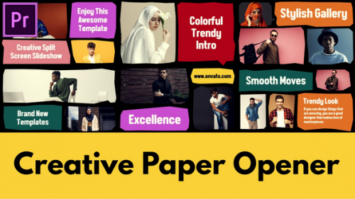 Creative Paper Opener | Multiscreen Slideshow | Split Intro MOGRT for Premier Pro - 49797113