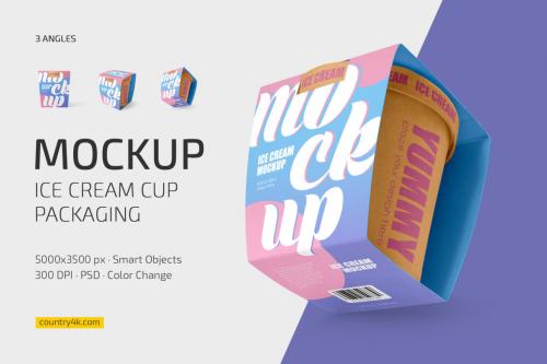 Deeezy - Ice Cream Cup Packaging Mockup Set