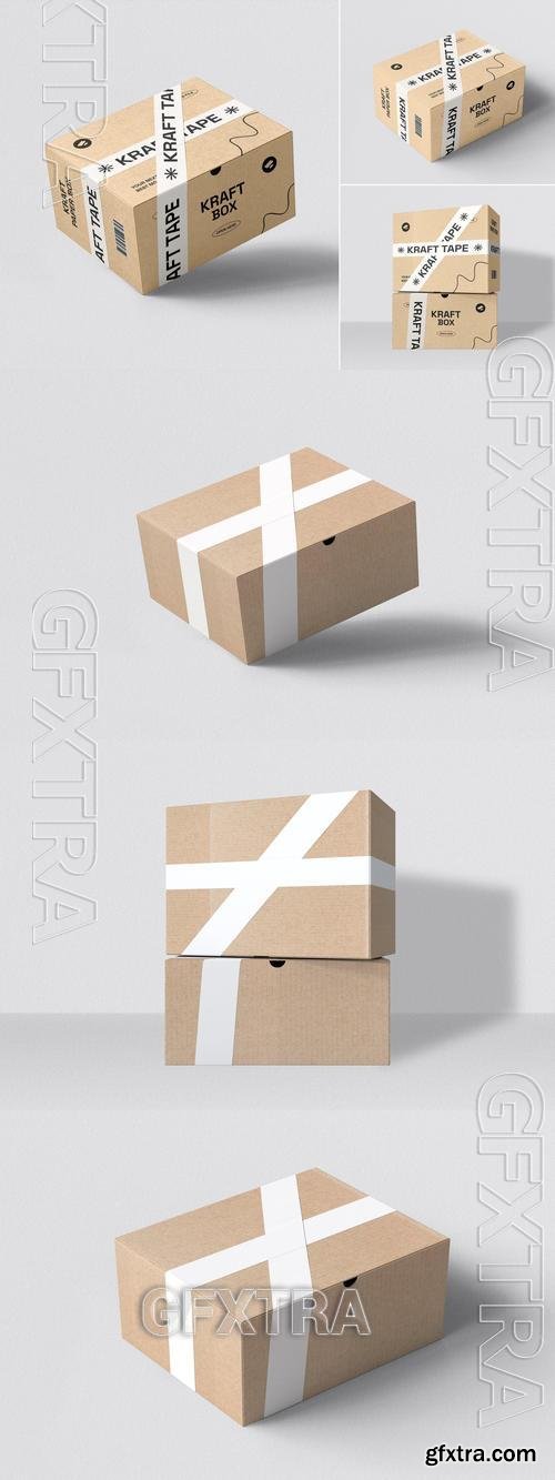Kraft Box Packaging Mockup Set 4NKFMB8 Kraft Box Packaging Mockup Set 4NKFMB8