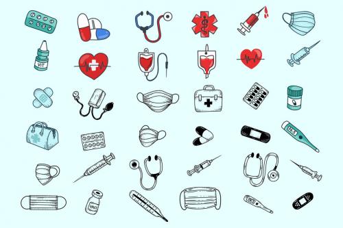 Deeezy - 36 FREE Medical Doodle Clipart Set