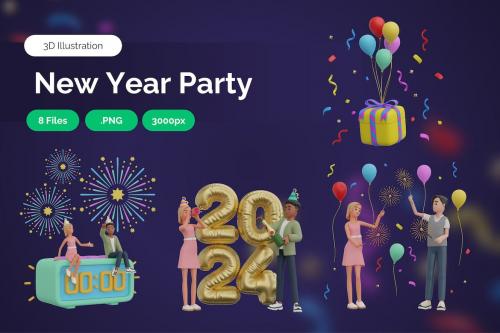 New Year Party - 3D Illustration