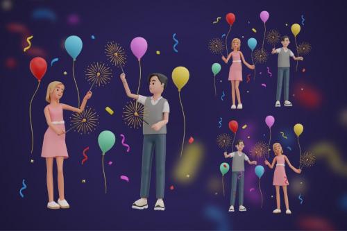 New Year Party - 3D Illustration