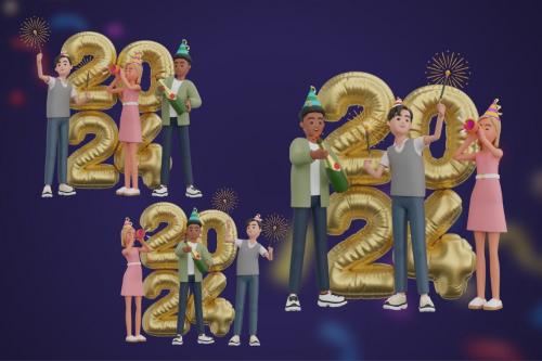 New Year Party - 3D Illustration