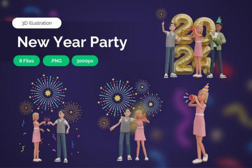 New Year Party - 3D Illustration