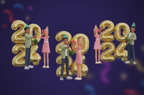 New Year Party - 3D Illustration