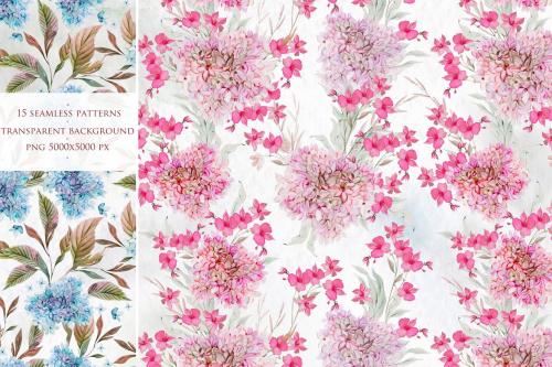 15 Watercolor Hydrangea Patterns 15 Watercolor Hydrangea Patterns