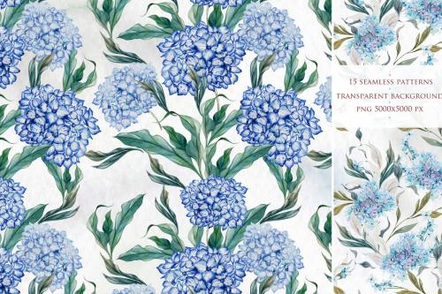 15 Watercolor Hydrangea Patterns 15 Watercolor Hydrangea Patterns
