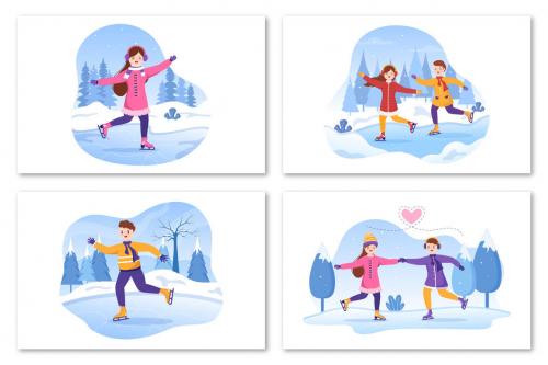 Deeezy - 12 Ice Skating Design Illustration