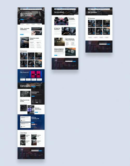 Car Audio Repair Workshop Website UI Kit Template