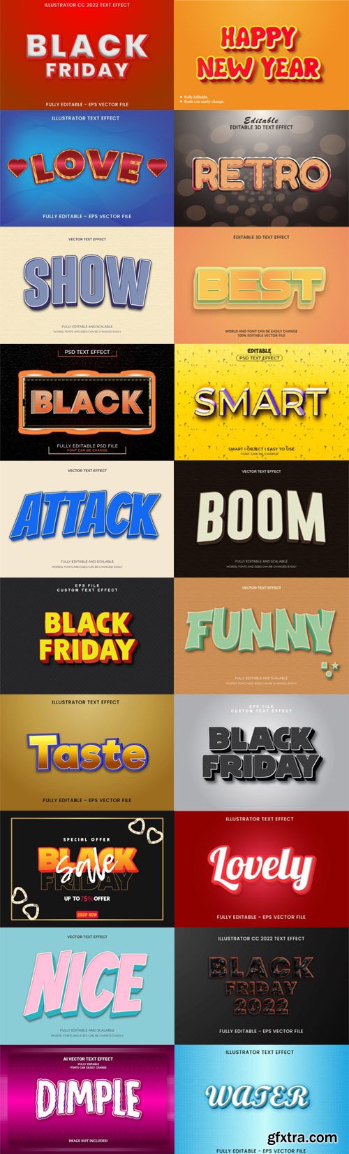 3D Best Editable Text Effects for Photoshop & Illustrator