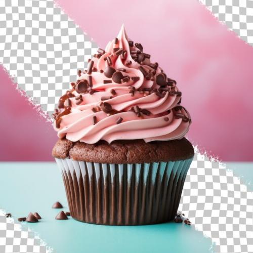 Chocolate Cupcake With Moisture On Transparent Background