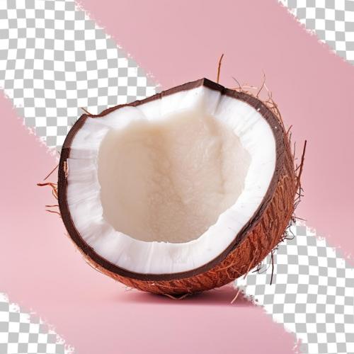 Coconut Halves Sprout Seeds As They Split Transparent Background